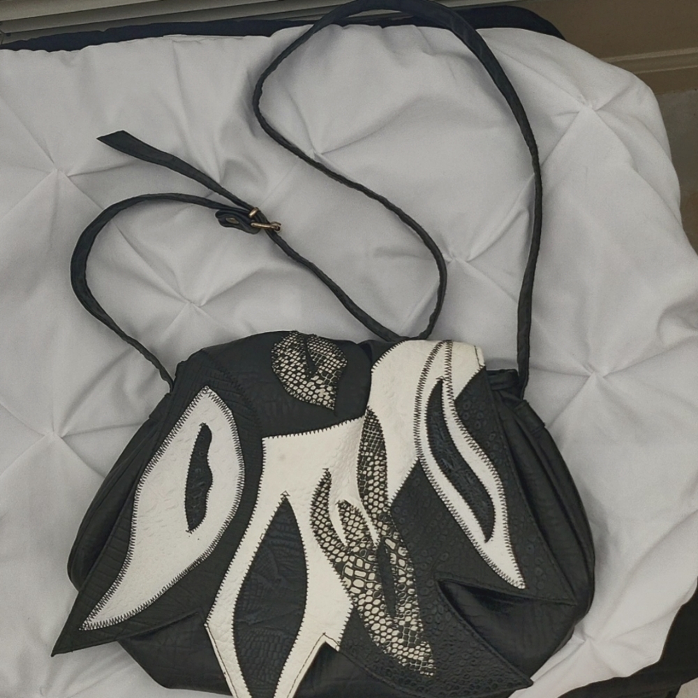 Black and white Faux snakeskin Bag